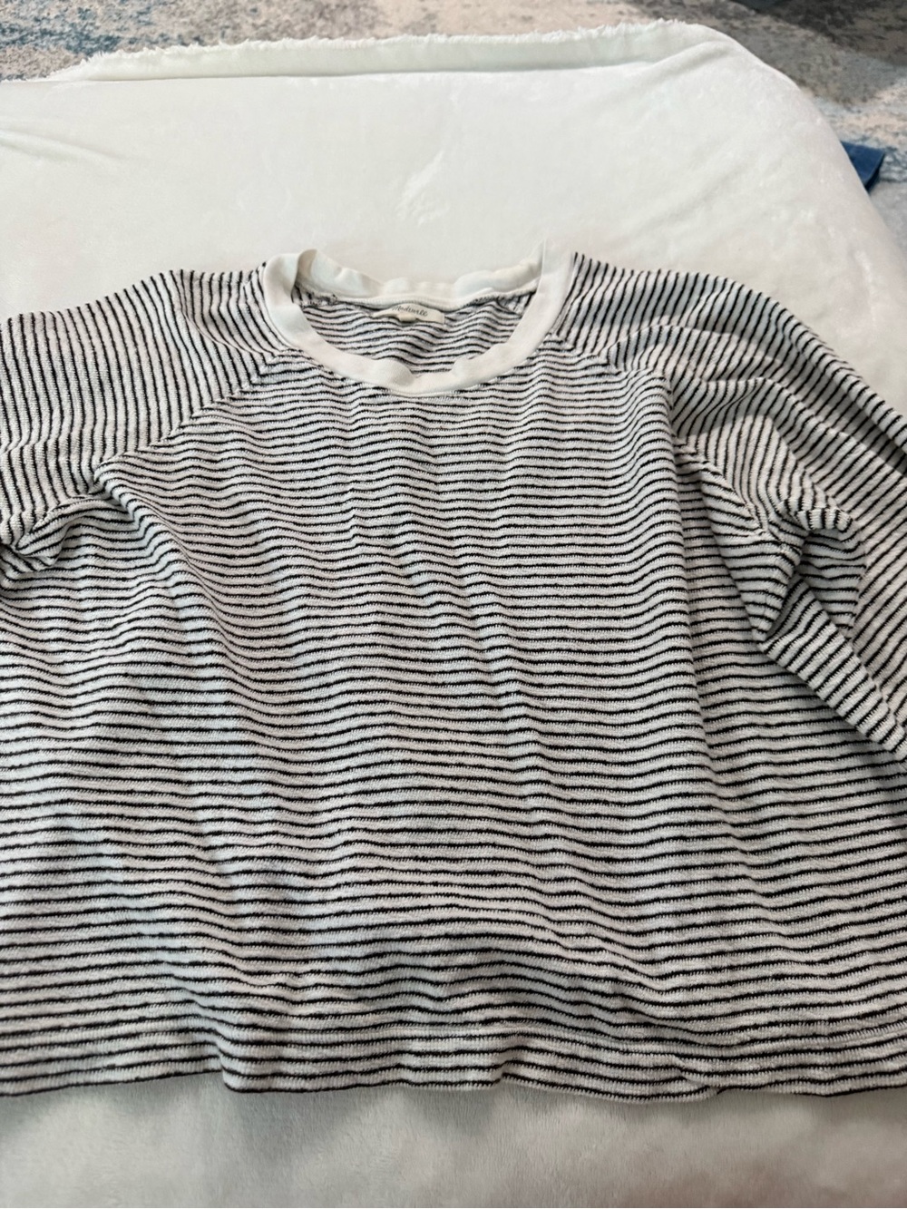 Madewell Black and White Striped Lightweight Long Sleeve Top